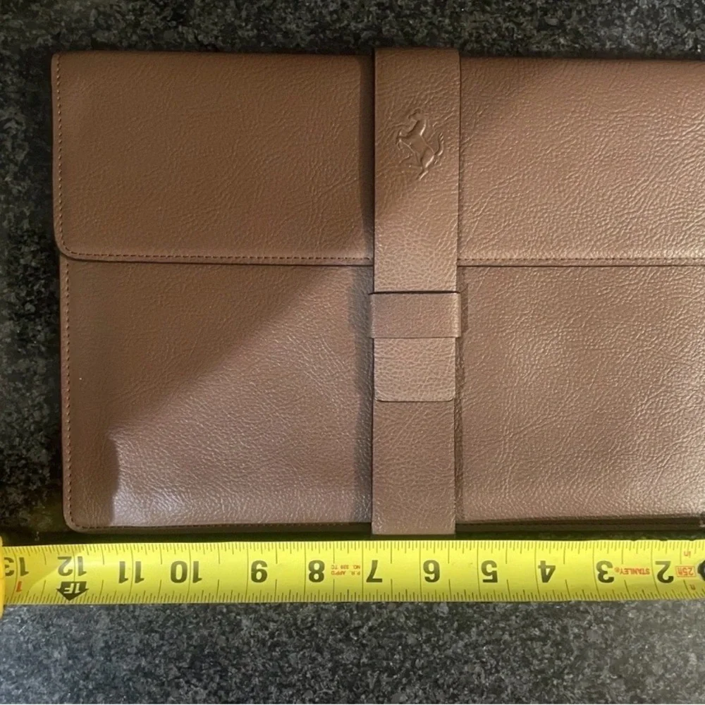 Ferrari Genuine Leather iPad Tablet Folio Brown w/Dust Bag Luxury Executive Case